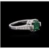 Image 2 : 14KT White Gold 1.42ct Emerald and Diamond Ring