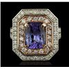 Image 1 : 14KT Rose and White Gold 3.10ct Tanzanite and Diamond Ring