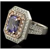 Image 2 : 14KT Rose and White Gold 3.10ct Tanzanite and Diamond Ring