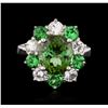 Image 1 : 14KT White Gold 3.85ct Andalusite, Tsavorite and Topaz Ring