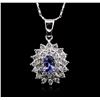 Image 2 : 14KT White Gold 0.77ct Tanzanite and Diamond Pendant With Chain
