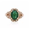 Image 1 : 14KT Rose Gold 2.36ct Emerald and Diamond Ring