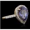 Image 2 : 14KT Yellow Gold 2.80ct Tanzanite and Diamond Ring