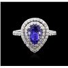 Image 1 : 18KT White Gold 1.15ct Tanzanite and Diamond Ring