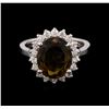 Image 1 : 3.90ct Tourmaline and Diamond Ring - 14KT White Gold