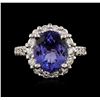 Image 1 : 14KT White Gold 4.22ct Tanzanite and Diamond Ring