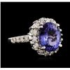 Image 2 : 14KT White Gold 4.22ct Tanzanite and Diamond Ring