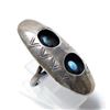 Image 1 : 1950 Navajo Sterling Turquoise Shadowbox Ring Sz 6