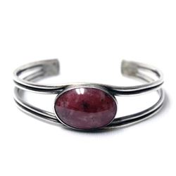 Navajo Sterling Silver Rhodonite Cuff Bracelet