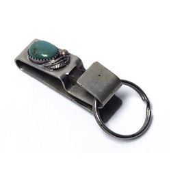 1950 Navajo Sterling Green Turquoise Key Ring