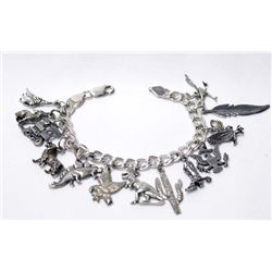 Sterling Silver Charm Bracelet 38.2 grams