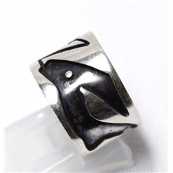 Navajo Sterling Silver Avanyu Sea Serpent Ring, S6