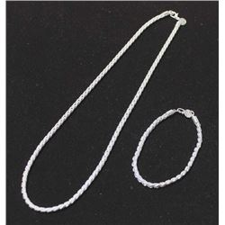 Sterling Silver Necklace and Bracelet, 59.29g