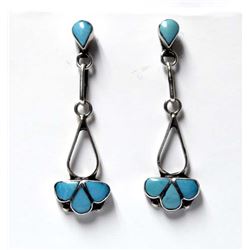 Native American Zuni Sterling Turquoise Earrings