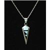Image 1 : Zuni Silver Onyx Turquoise Inlay Pendant Necklace