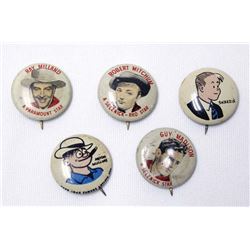 Five 1940 Quaker Puffed Wheat Advertising Pins