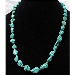 Estate Deep Blue Green Turquoise Nugget Necklace