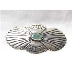 1960 Navajo Sterling Silver Morenci Turquoise Pin