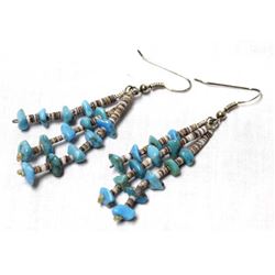 1950 Navajo Bisbee Turquoise Nugget Earrings