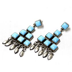 1960 Navajo Sterling Bisbee Turquoise Earrings