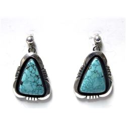 1970 Navajo Silver Turquoise Earrings by Delgarito