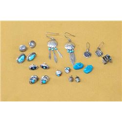 10 Pr of Navajo and Zuni Sterling Earrings