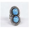 Image 1 : 1960 Navajo Silver Morenci Turquoise Ring, Size 7