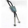 Image 1 : 1960 Zuni Silver Channel Inlay Turquoise Bolo Tie