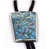 Image 2 : 1960 Zuni Silver Channel Inlay Turquoise Bolo Tie
