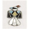 Image 1 : Zuni Silver Channel Inlay Thunderbird Pin