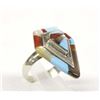 Image 2 : 1970 Zuni Silver Stone to Stone Inlay Ring, Sz 8.5