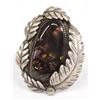 Image 1 : 1940-1950 Navajo Silver Fire Opal Ring, Size 12.5