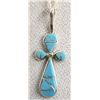 Image 1 : Zuni Silver Inlay Turquoise Cross Pendant Necklace