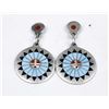 Image 1 : Zuni Silver Channel Inlay Earrings by F.L. Natachu