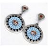 Image 2 : Zuni Silver Channel Inlay Earrings by F.L. Natachu