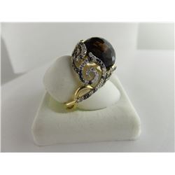 984-10070:14K yellow gold quartz and white