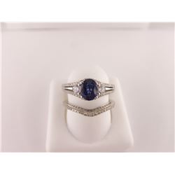 603-10715:14K white gold sapphire and diamond