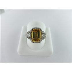 953-10052:14K white gold citrine and diamond