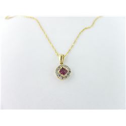 551-10897:10K yellow gold ruby and diamond