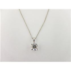 185-17329:14K white gold diamond solitaire pendant