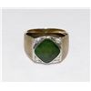 Image 2 : MEN'S 10KT YELLOW GOLD NEPHRITE JADE RING