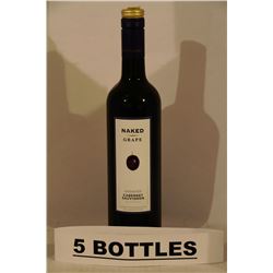 5 BOTTLES OF NAKED GRAPE UNOAKED CABERNET