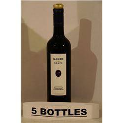 5 BOTTLES OF NAKED GRAPE UNOAKED CABERNET