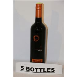 5 BOTTLES OF COOPER MOON SHIRAZ RED WINE