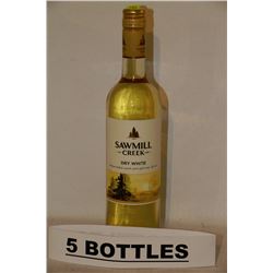 5 BOTTLES OF SAWMILL CREEK DRY WHITE WINE