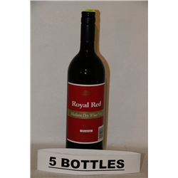 5 BOTTLES OF ROYAL RED MEDIUM DRY WINE