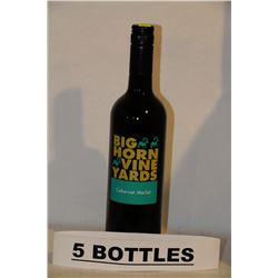 5 BOTTLES OF BIG HORN VINEYARDS CABERNET MERLOT