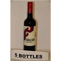 5 BOTTLES OF BODACIOUS SMOOTH RED WINE