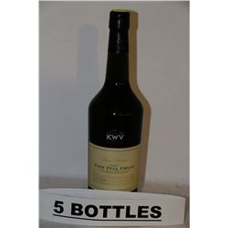 5 BOTTLES OF KWV CAPE FULL CREAM SOUTH AFRICAN
