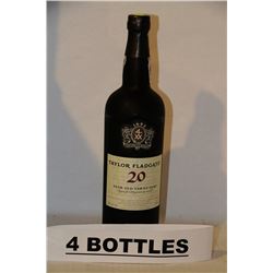 4 BOTTLES OF TAYLOR FLADGATE 20 YR OLD TAWNY PORT